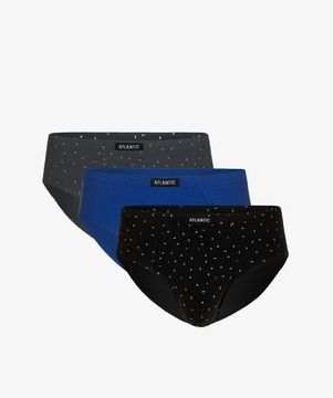 Мужские трусы (3шт) слипы классика Atlantic 3MP-142,  графитовый + голубой + черный