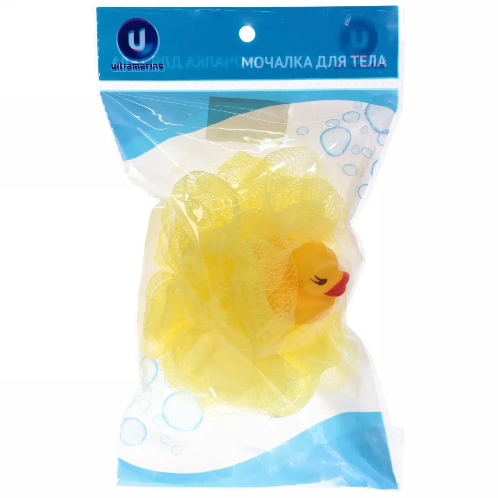 Мочалка-шар для тела полипропиленовая детская «Baby Boom - Утенок», цвет желтый, 20гр, d-11см
