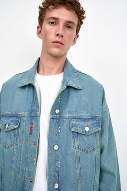 Джинсовая куртка мужская зеленая Man Jeans Relaxed Jacket Green