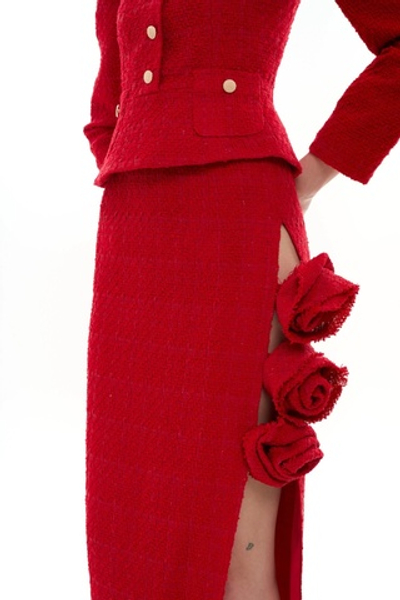 Юбка-миди с разрезом по ноге и розами