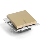 Выключатель 1-клавишный c индикатором (механизм), STEKKER, GLS10-7101-08, 250В, 10А, серия Катрин, золото 49215