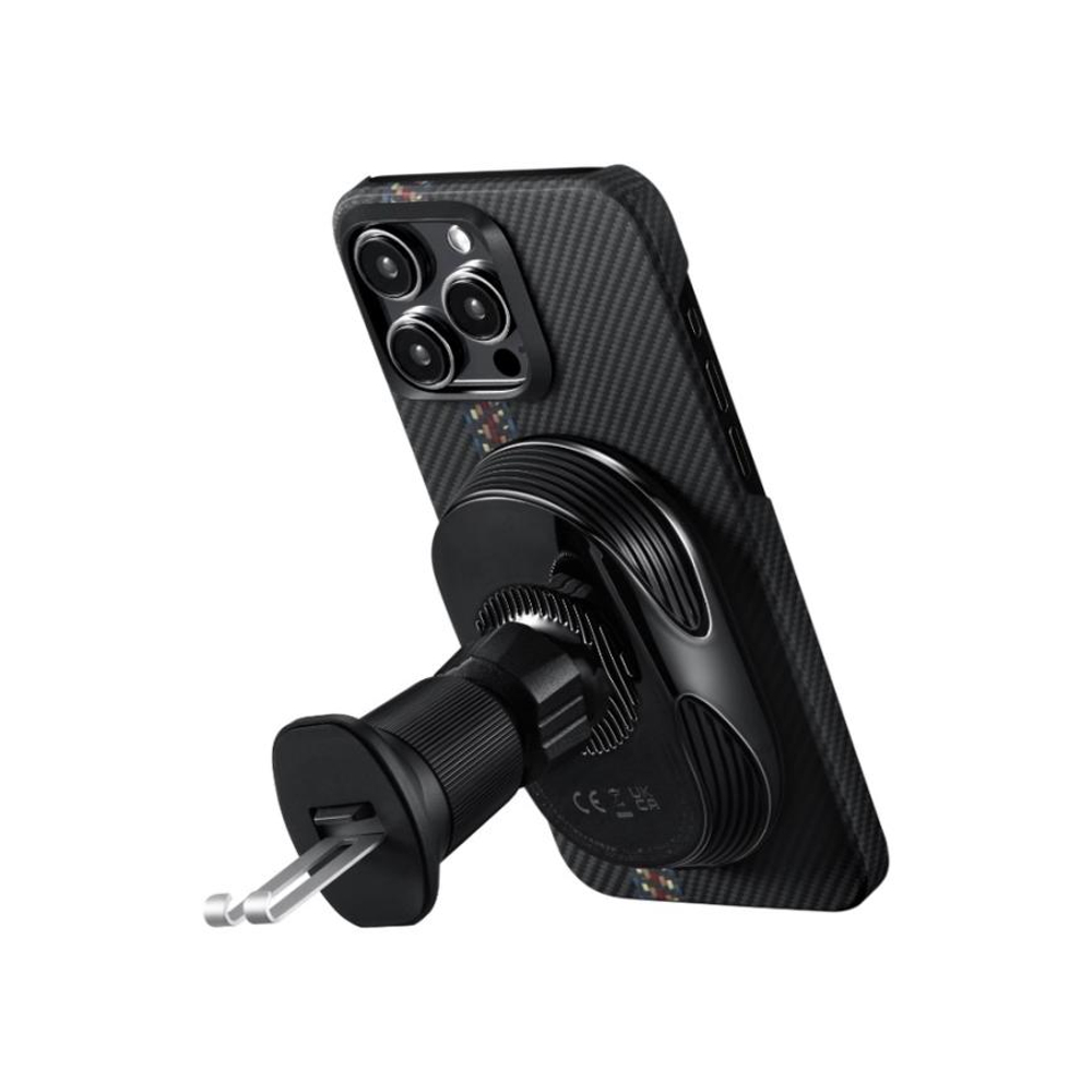 Автомобильный держатель MagSafe с беспроводной зарядкой PITAKA MagEZ Car Mount Pro 2 (Qi2) Сертификация Qi2. Устанавливается на вентиляционную решётку