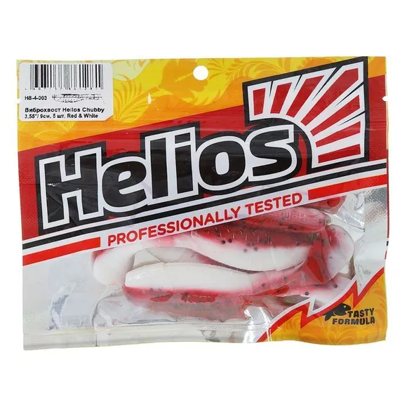 Виброхвост Helios Chubby 9 см Red &amp; White HS-4-003 (набор 5 шт)