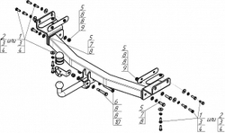 Фаркоп Motodor Hyundai Tucson, KIA Sportage 2021 - н.в (оцинк. Шар) арт.90916-A