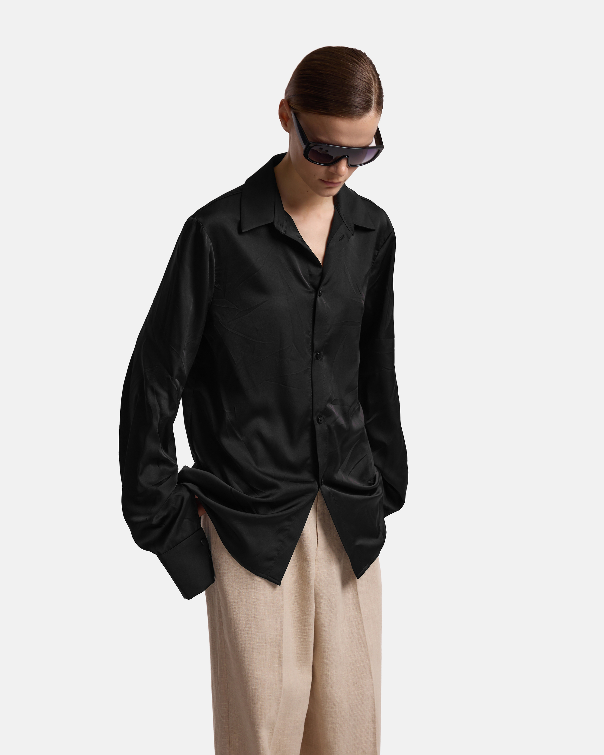 РУБАШКА С ЗАМЯТОСТЯМИ ИЗ САТИНА