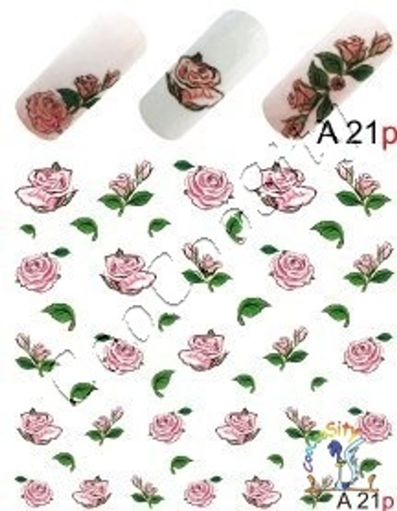 Слайдер-дизайн для ногтей  Цветы A 21 p