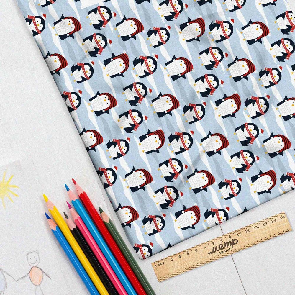 Ткань шелк Армани маленькие пингвины