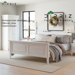 Шкаф для одежды 155х62х222, Боцен, с зеркалом, 3 двери 2 ящика, с 2-мя штангами и полками, массив сосны, белый воск, Dipriz