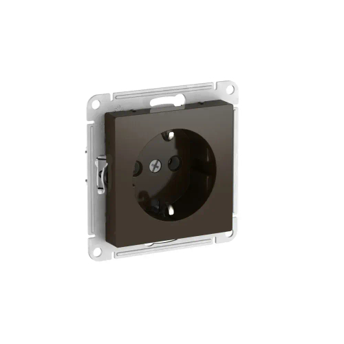 Atlas Design розетка с заземлением без шторок, 16А, мех., быстрозажим. клем., Мокко
