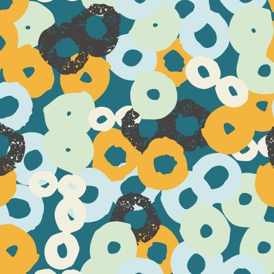 Принт с абстрактными формами на бирюзовом фоне