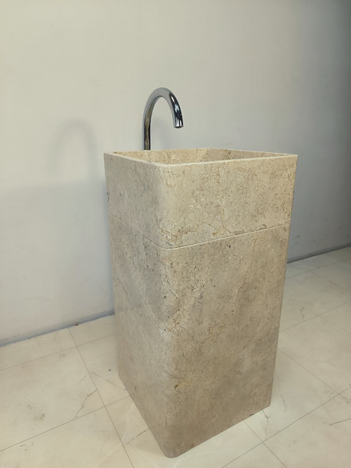 Раковина напольная из мрамора Square Cream RN-65929 45х45х90 из натурального камня