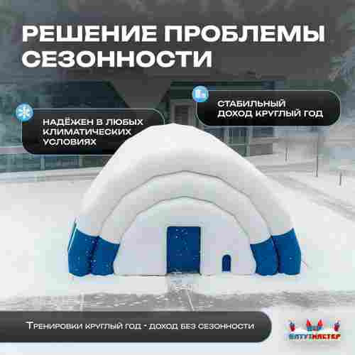 Ангар пневмокаркасный для спорта и мероприятий «Темп 2» 60х30х25 м — из ПВХ, синий