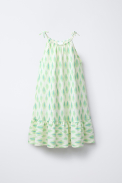 ZARA ПЛАТЬЕ С ПРИНТОМ, ЗЕЛЕНЫЙ