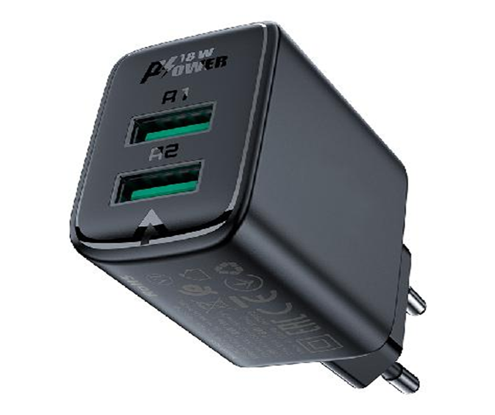 A33 QC18W (USB-A+USB-A) dual port charger (EU)