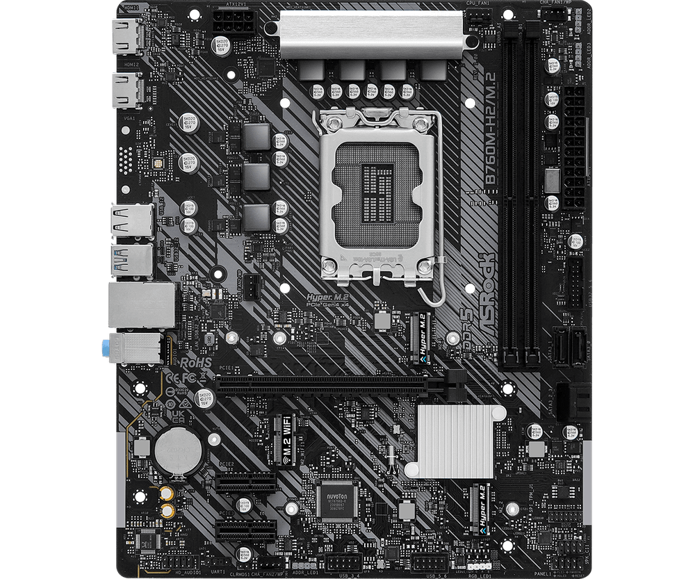 Материнская плата ASRock B760M-H2/M.2 LGA1700 2xDDR5 4xSATA RAID 2xM.2 2xHDMI mATX