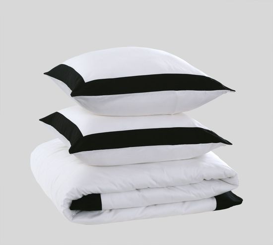 Евро комплект постельного белья Шанель сатин Legends бело-черный