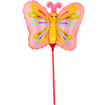 Шар Фольгированный Бабочка розовая на палочке (Розовый)