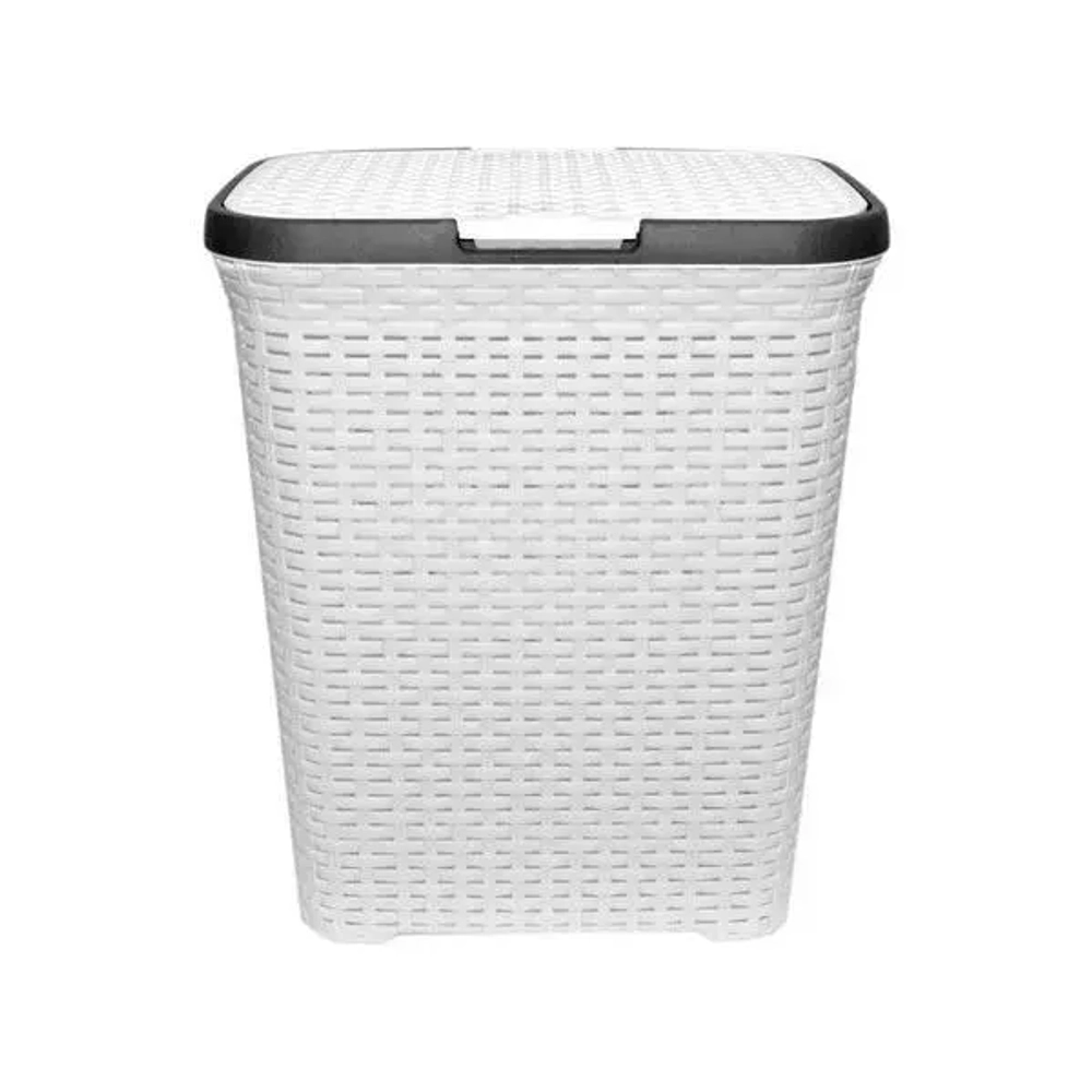 Корзина для белья 60л. с крышкой белая