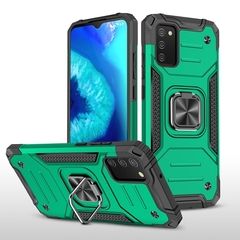 Противоударный чехол Strong Armour Case с кольцом для Samsung Galaxy A02s (Зеленый)