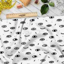 Ткань саржа черные глазики