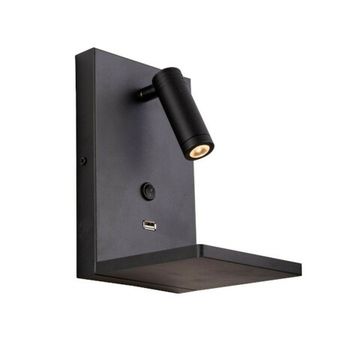 Настенный светильник светодиодный с беспроводной зарядкой и USB-портом 3W 3000K 808527 черный Muro Lightstar