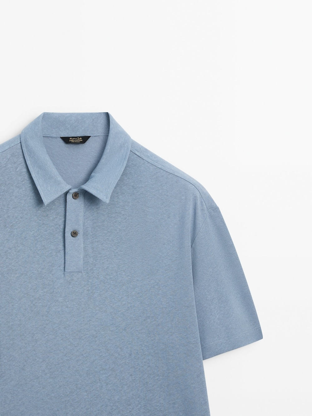 Massimo Dutti Поло из смесового льна с короткими рукавами, синий