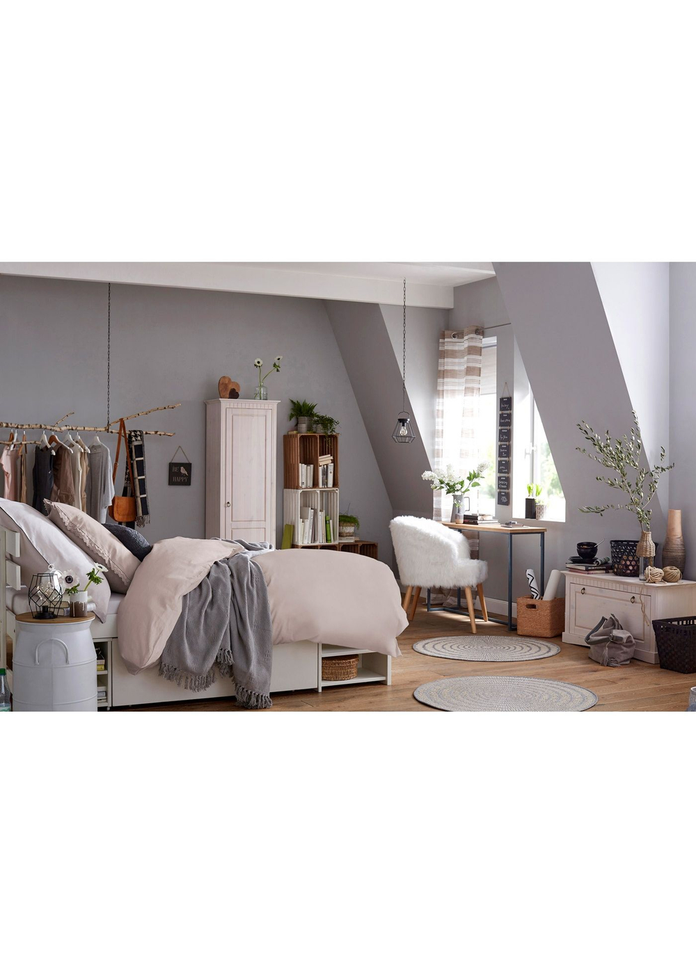 Шкаф для одежды, 58х41х200, Неаполь, распашной, в прихожую, массив дерева, белый, Dipriz