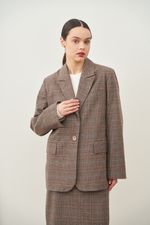 ПИДЖАК В КЛЕТКУ СЕРО-БЕЖЕВЫЙ|ОРАНЖЕВЫЙ