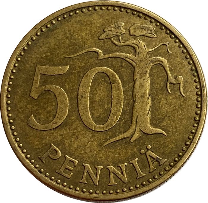 50 пенни 1963-1990 Финляндия
