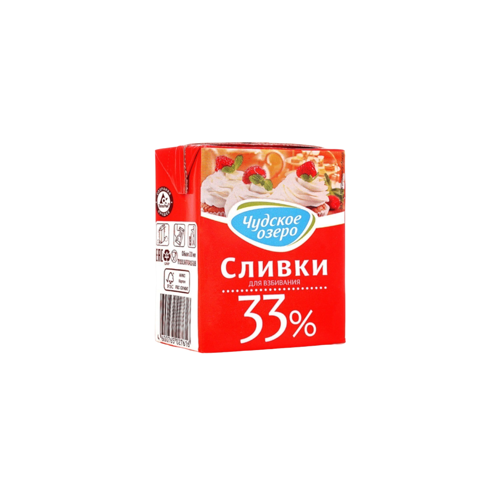 Сливки Чудское Озеро 33%, 0,2 л