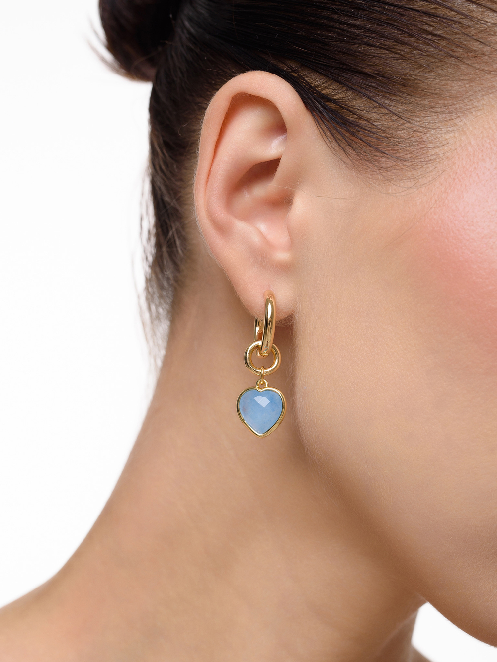 Серьги "Whale Amour" gold голубой агат