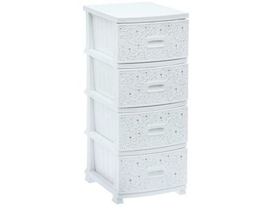 Комод 4-х секционный "Ажур" белый