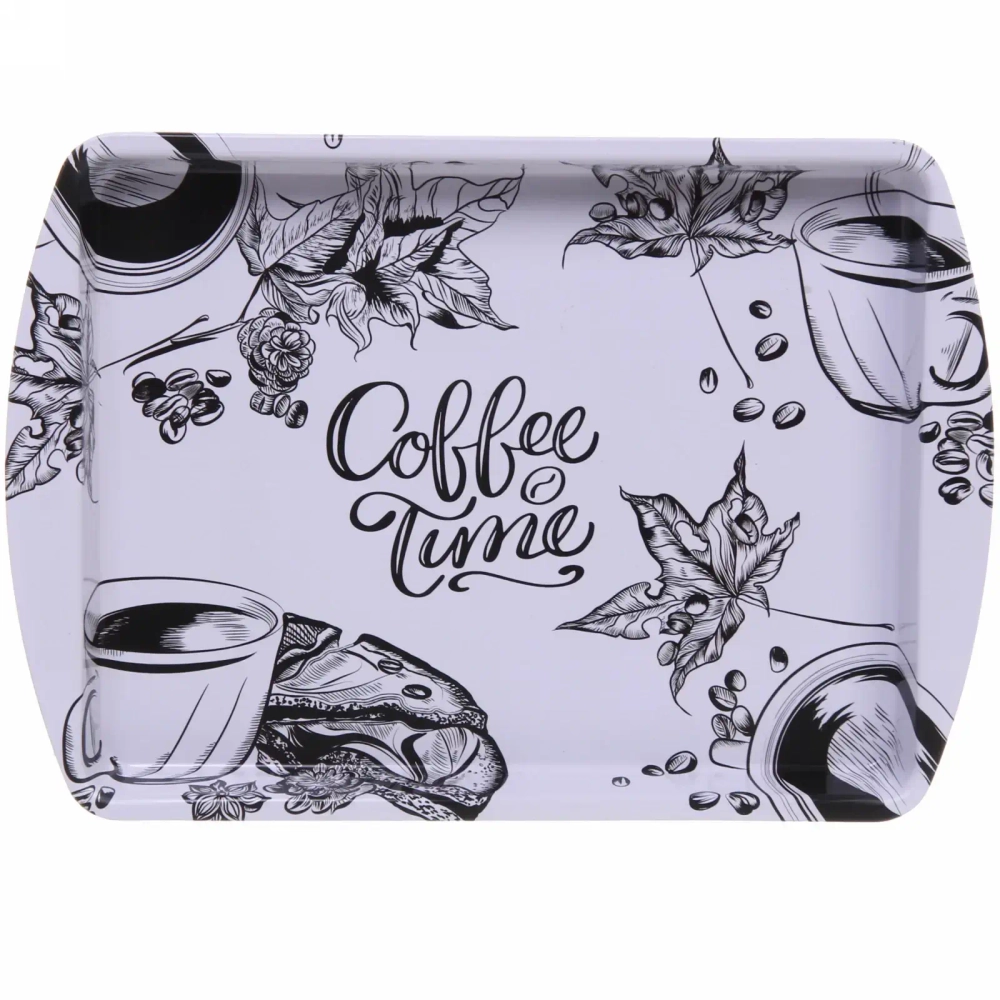 Поднос жестяной «Coffee time» 20*14см, белый