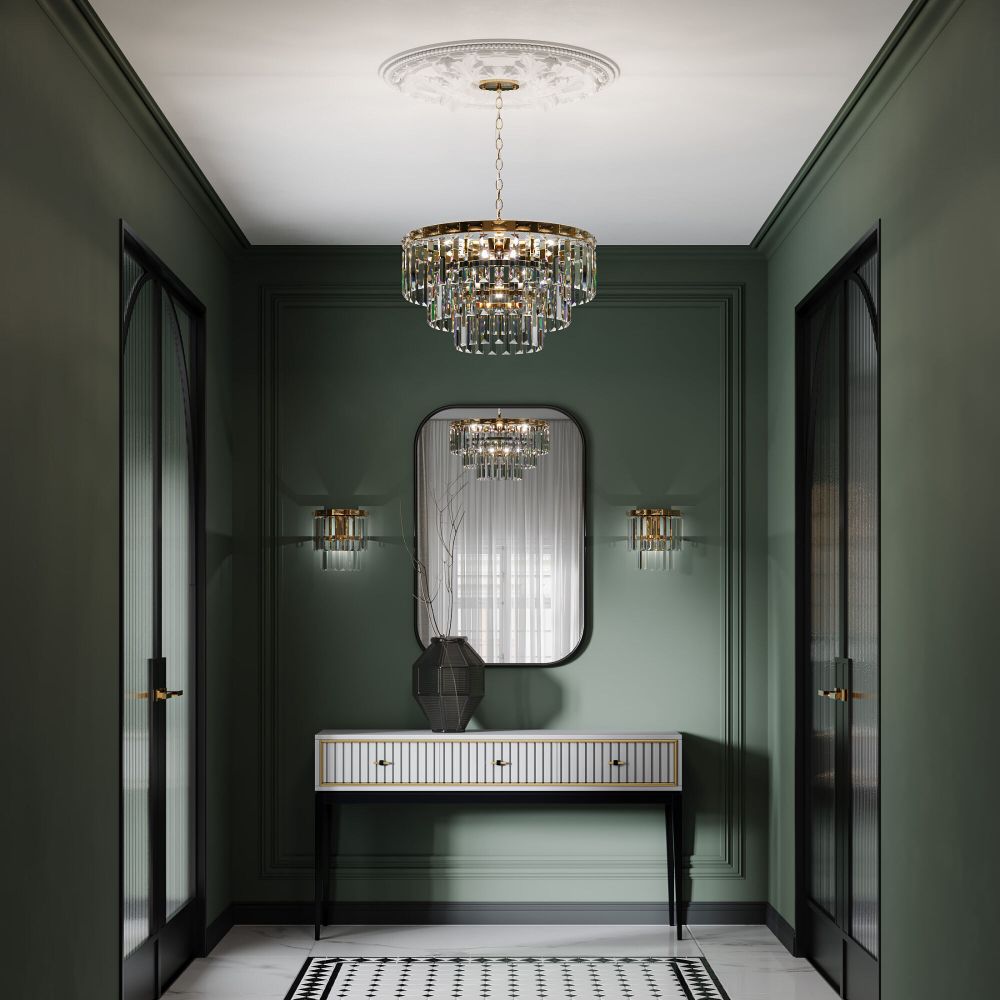 Умная подвесная хрустальная люстра 10130/8 золото