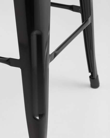 Стул полубарный TOLIX WOOD со спинкой черный глянцевый