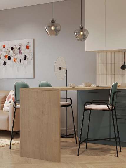 Стул полубарный Ror, 2 Frame, велюр, черный/зеленый/розовый