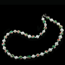 Бусы "Лена" жемчуг, клуазонне