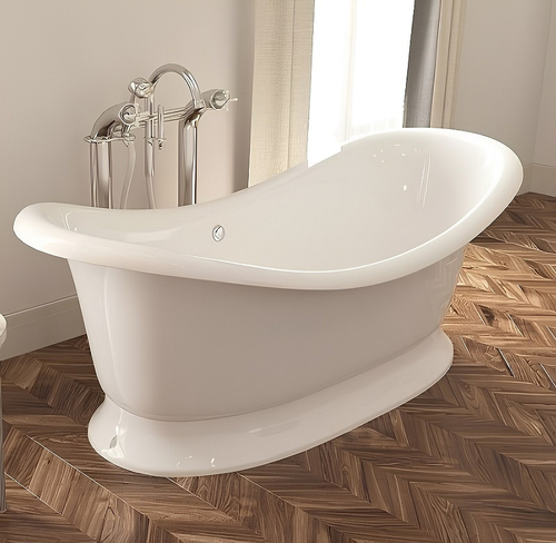 Ванна из литьевого мрамора Эстет Бостон 180х74 на подиуме белая, ФР-00001046