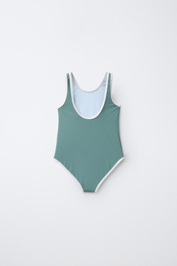 ZARA КУПАЛЬНИК С КОНТРАСТНОЙ ОТДЕЛКОЙ, ЗЕЛЕНОВАТО-СИНИЙ