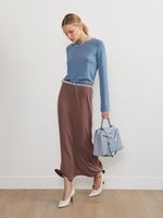 БАЗОВЫЙ ТОНКИЙ РЕМЕНЬ С МЯТОЙ ПРЯЖКОЙ ЗАМША ГОЛУБОЙ