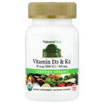 NaturesPlus, Source of Life Garden®, витамины D3 и K2, 60 веганских капсул