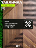 Табличка Вход со спортивным инвентарем запрещен, 30х10 см, для кафе, магазина, офиса, отеля, серия COSMO, Айдентика Технолоджи