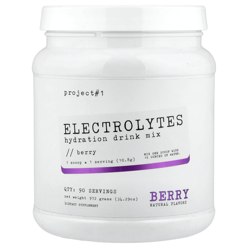 Project 1 Nutrition, электролиты, смесь для приготовления гидратирующего напитка, ягодный вкус, 972 г (34,29 унции)