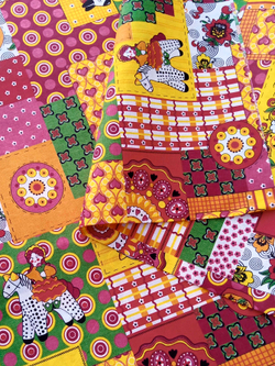 Ткань бязь плательная, рис. "Дымковская игрушка", ширина 150 см, арт. 103