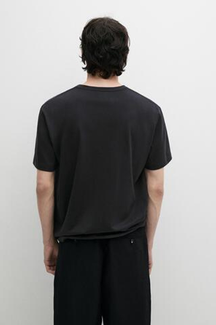 Massimo Dutti Футболка из 100% хлопка с декоративными деталями на плечах, свинцовый