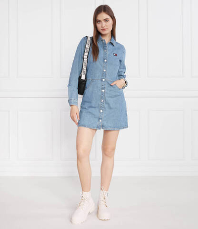 Платье TJW LS BADGE DENIM MINI Tommy Jeans - голубой(DW0DW15892)