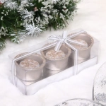 Свечи новогодние «Снежинки» 17*6*6см (набор 3шт), Шампань