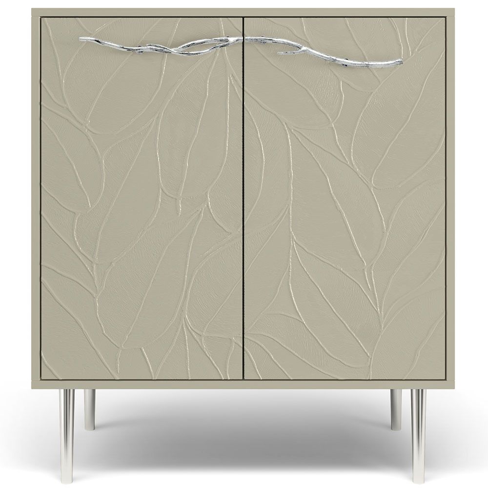 Комод Арт Колор leaves Стайл Сильвер с 2 полками Серый шелк