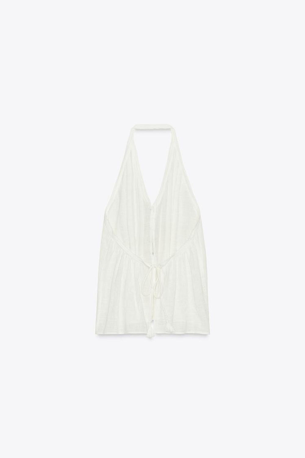 ZARA ТОП С ГОРЛОВИНОЙ ХАЛТЕР И ОТКРЫТОЙ СПИНОЙ, СВЕТЛО-БЕЖЕВЫЙ