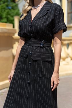 Платье черное в полоску